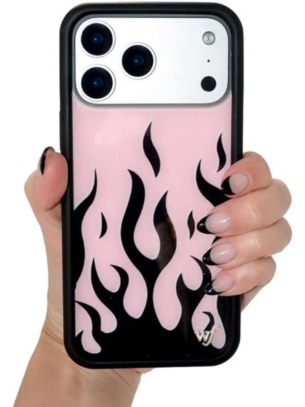 Flames iPhone 15 Case - Pink & Black - Stylish, Durable, Trendy Phone Accessory